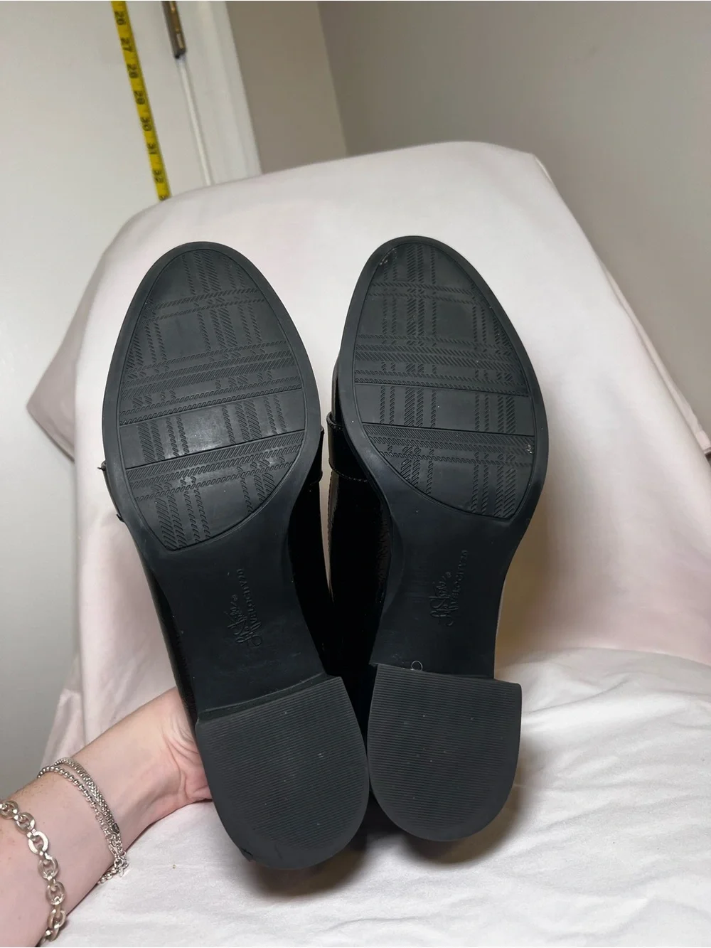 Life Stride Velocity 2.0 Black Leather Short Mid-Block Heel Loafers Size 11-11.5